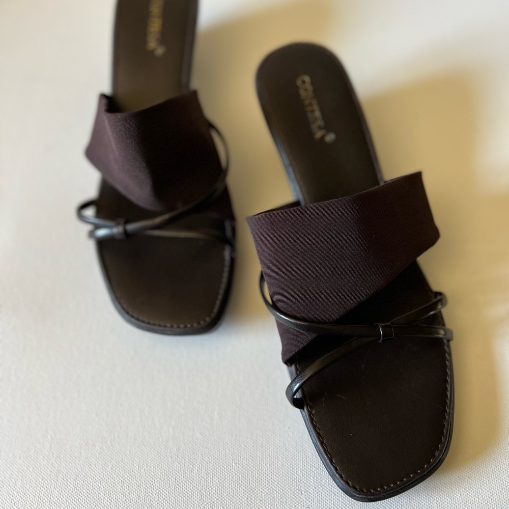 VINTAGE 90s Y2K Contessa Strappy Slip On Sandals with Wedge 8 - Picture 2 of 5